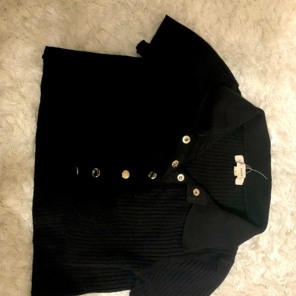 Ribbed black button up mini dress